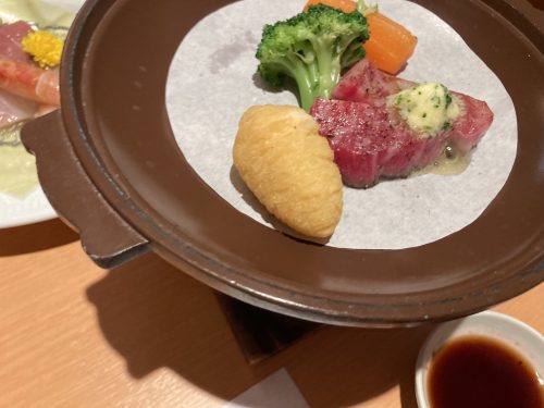 富士山河口湖溫泉酒店 湖邊酒店 一泊二食 晚餐 燒牛柳